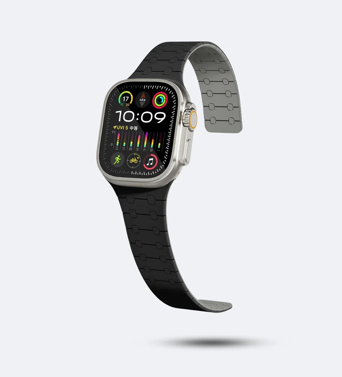 Magnetic Link Silicone Band for Apple Watch – Black