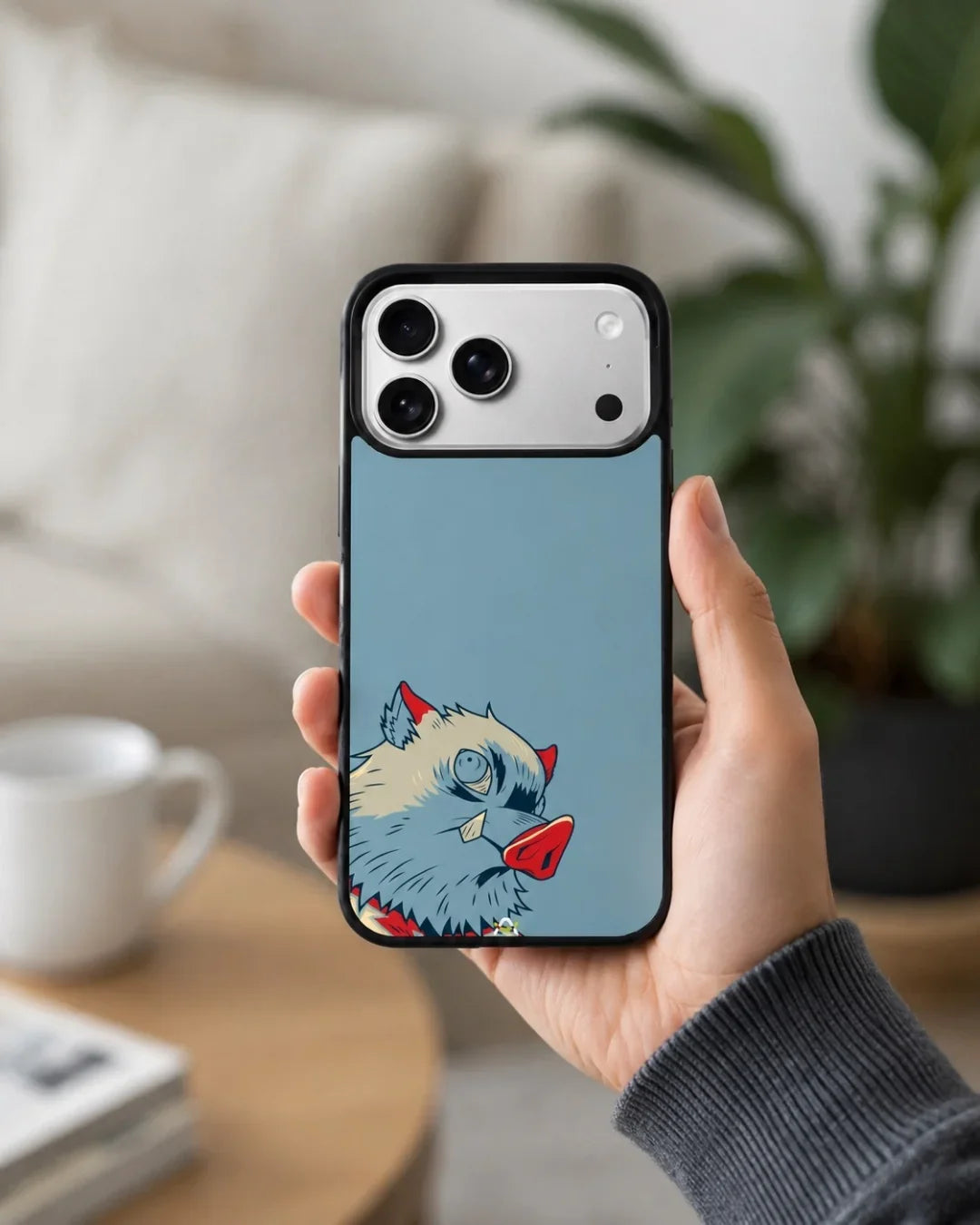 Wolf Graphic Phone Case - Bold Blue & Red Print for iPhone, Samsung, Pixel, OnePlus & Vivo