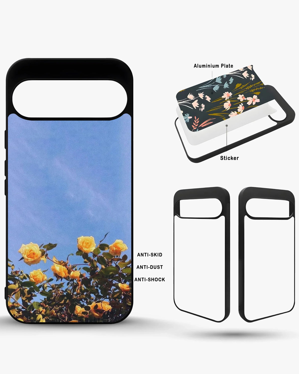 Yellow Roses Sky Phone Case - Cheerful Yellow & Blue Print for iPhone, Samsung, Pixel, OnePlus & Vivo